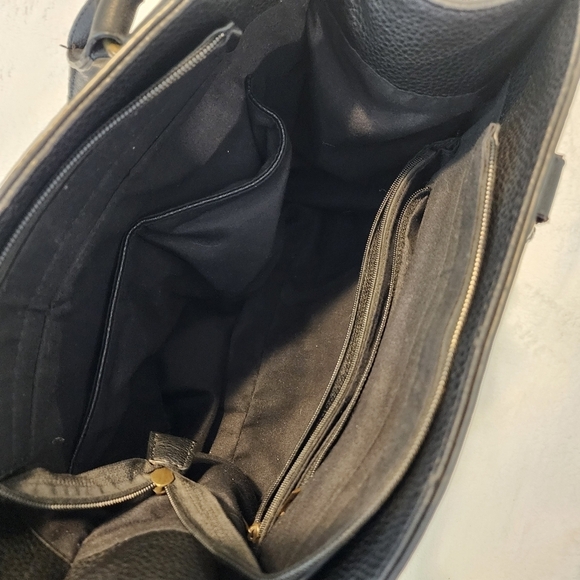 GH Bass & Co Vintage Black Leather Shoulder Handbag Purse - Picture 7 of 16